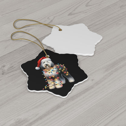 Sheepadoodle Christmas Ceramic Ornament, 3 Shapes