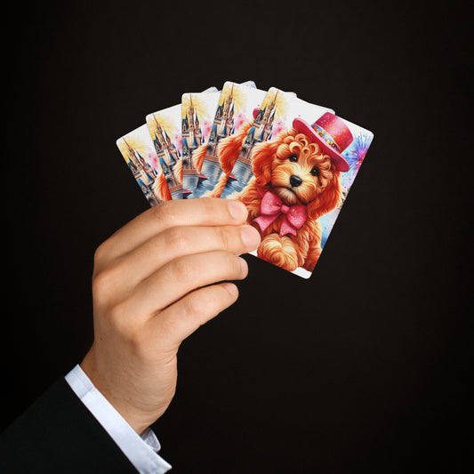Apricot Doodle Fireworks Celebration - Custom Poker Cards