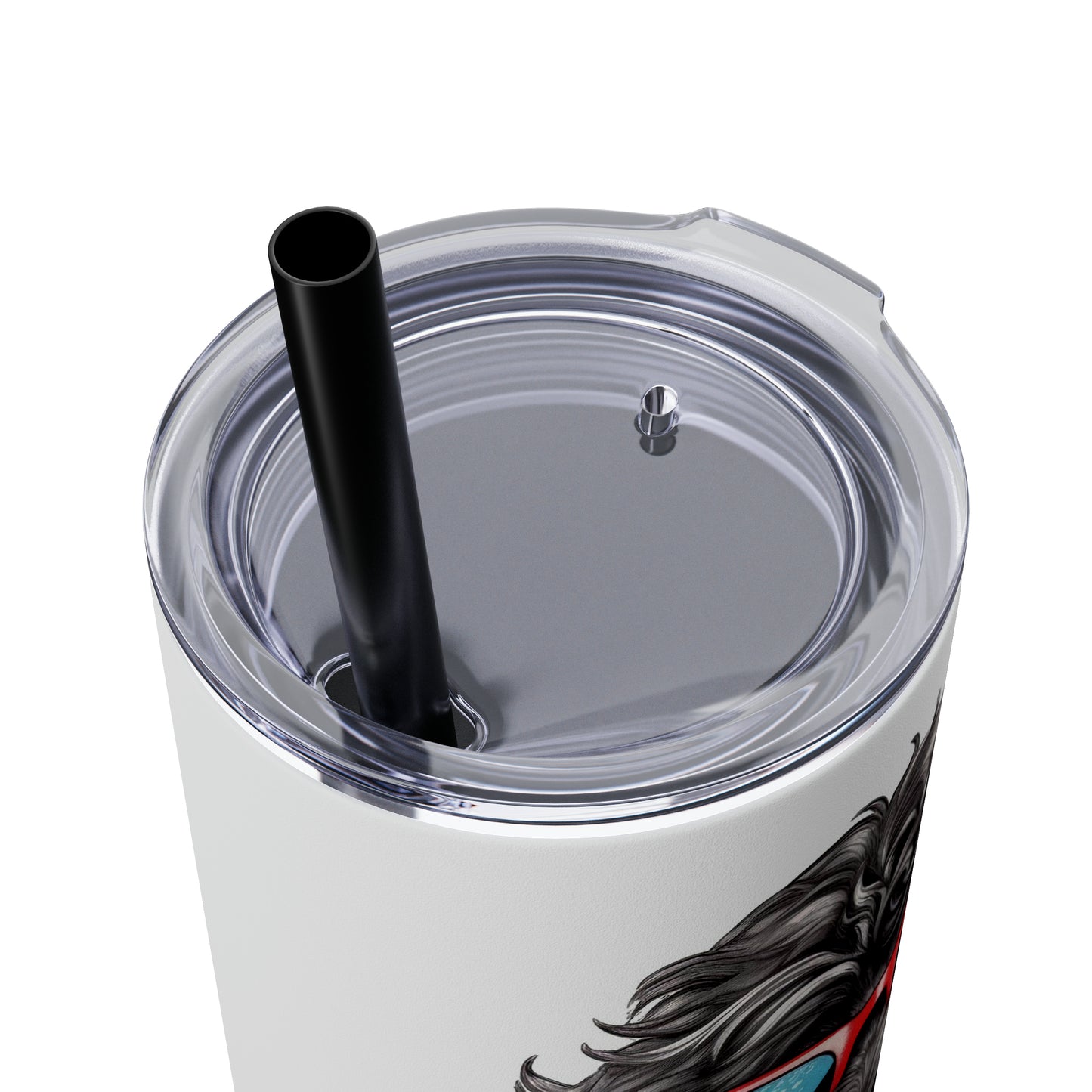 Black Doodle Skinny Tumbler with Straw, 20oz