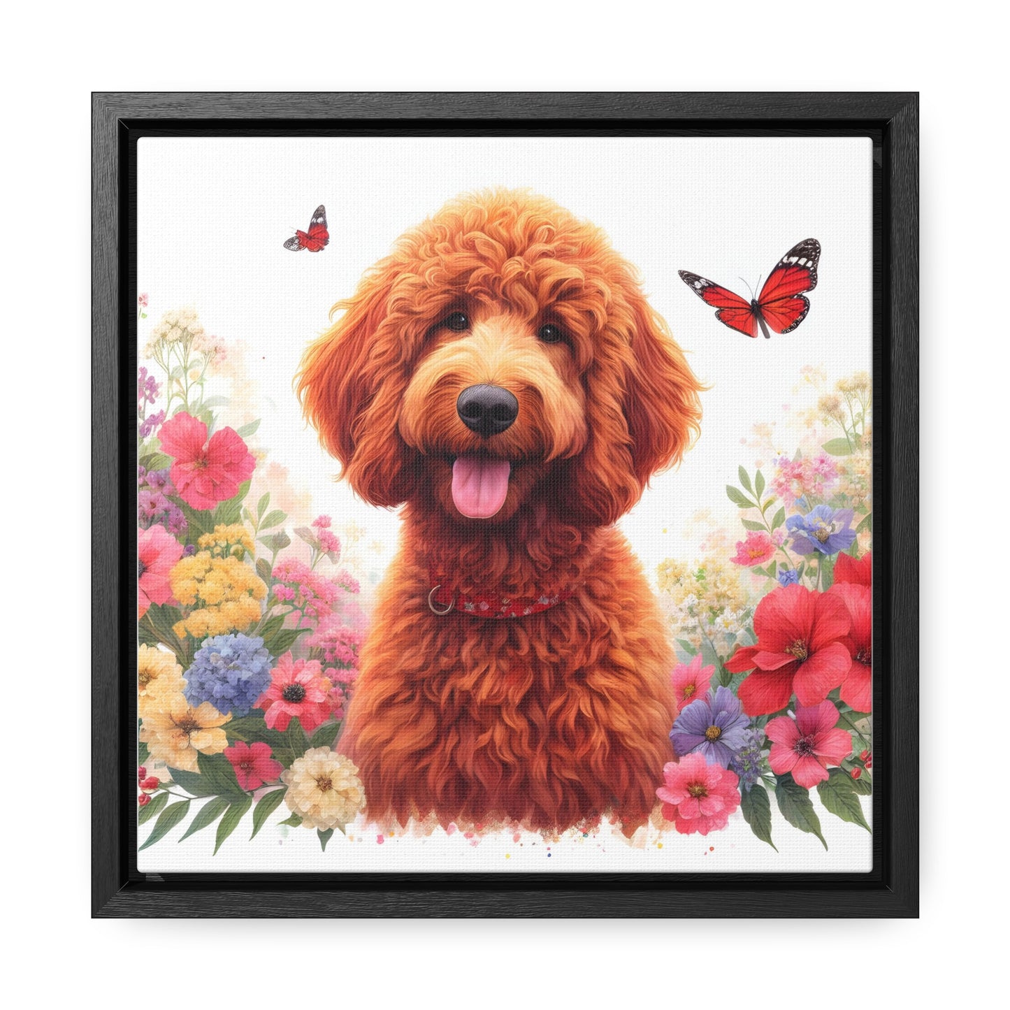 Red Doodle Gallery Canvas Picture - Wooden Square Frame - Nice!