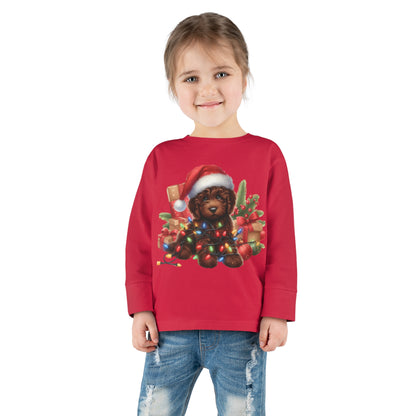 Chocolate Brown Doodle - Toddler Long Sleeve T Shirt