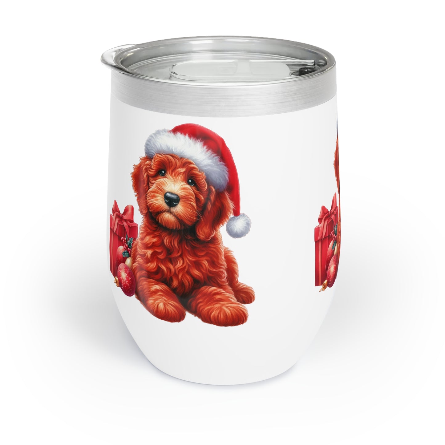 Red Santa Hat Christmas Doodle - Chill Wine Tumbler