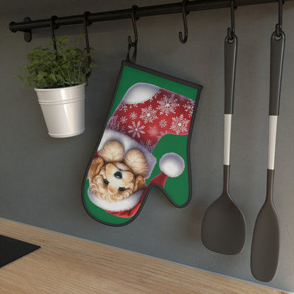 Christmas Stocking Doodle Puppy Oven Glove