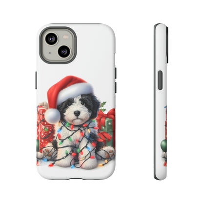 Black & White Doodle Christmas Puppy - Tough Cases for Apple iPhone, Samsung Galaxy, & Google Pixel