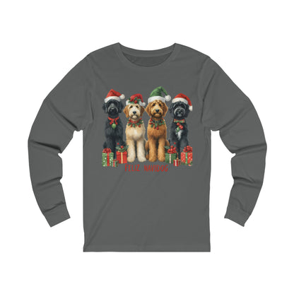 Doodles Feliz Navidog - Unisex Adult Long Sleeve T Shirt - Bella + Canvas