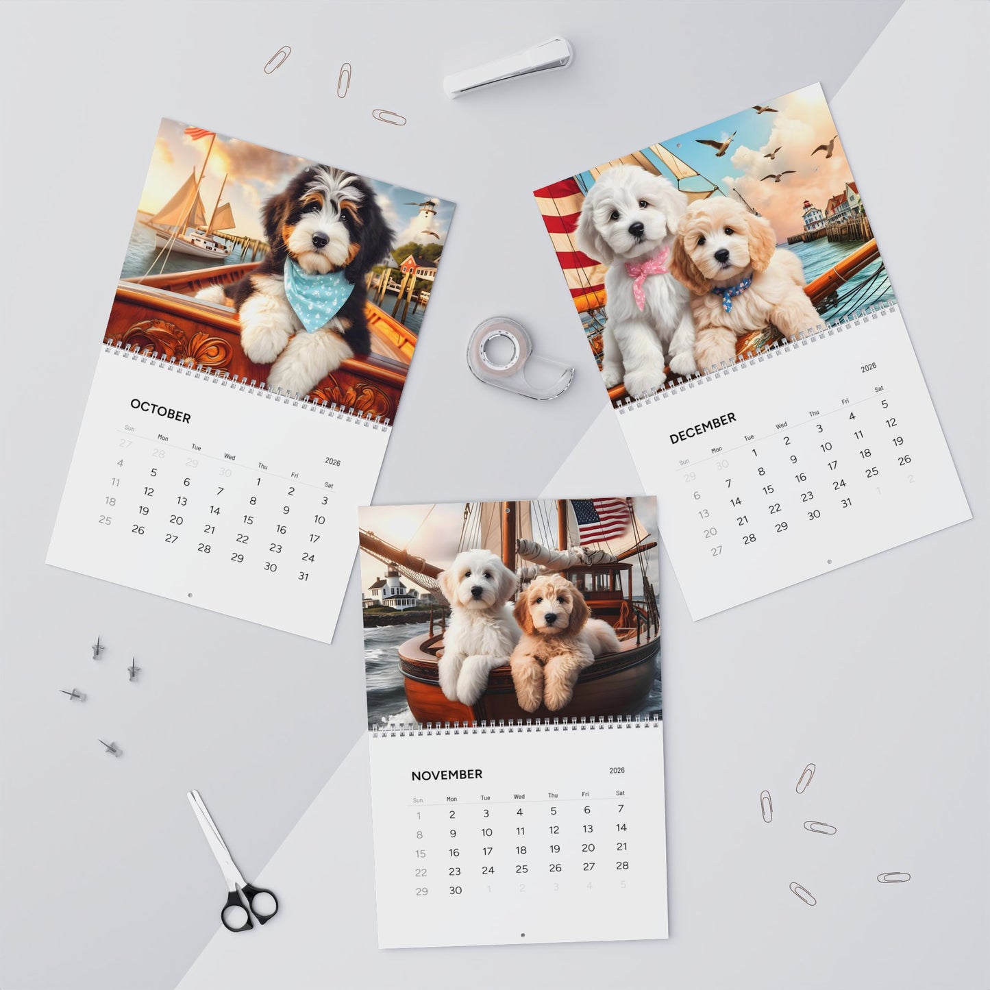 Doodles on a Sailboat - All Year - Wall Calendars (2026)