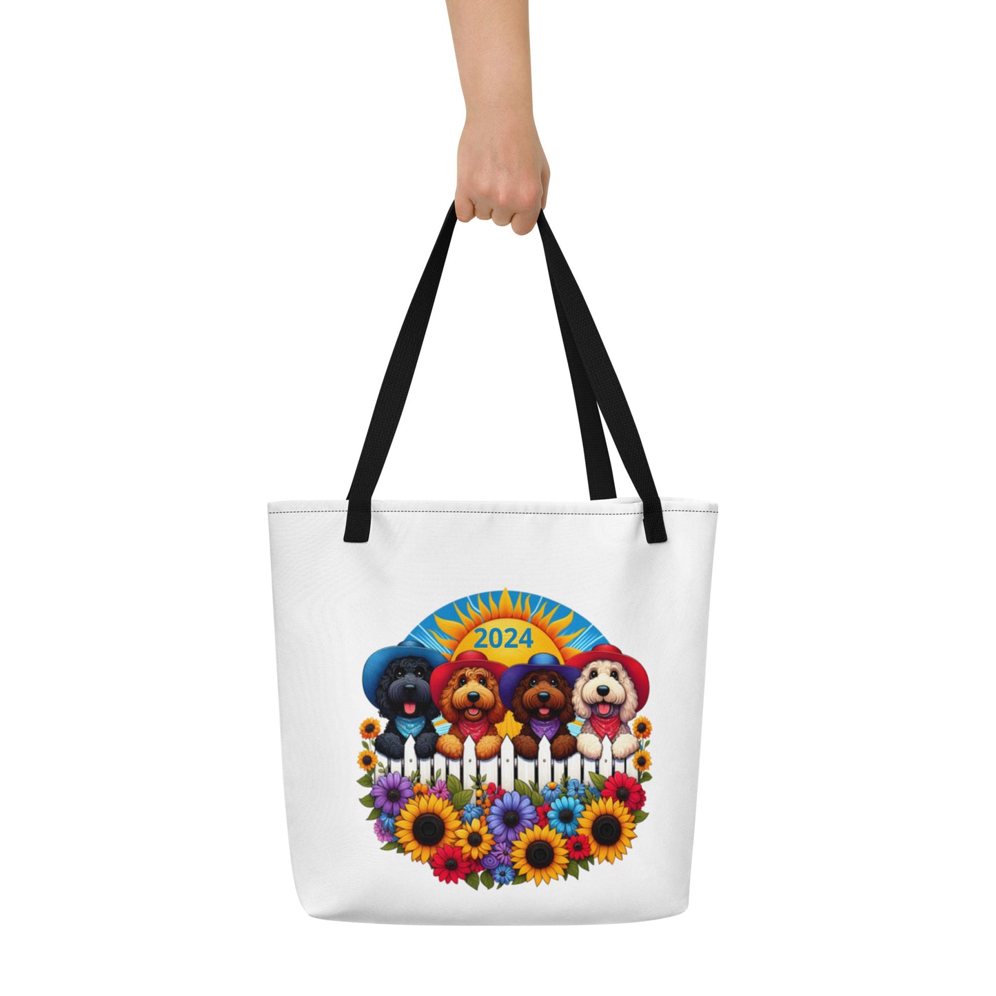 McDoodles Spring Fling Romp 2024 - Large 16x20 - Printed on both sides and Pocket - Tote Bag