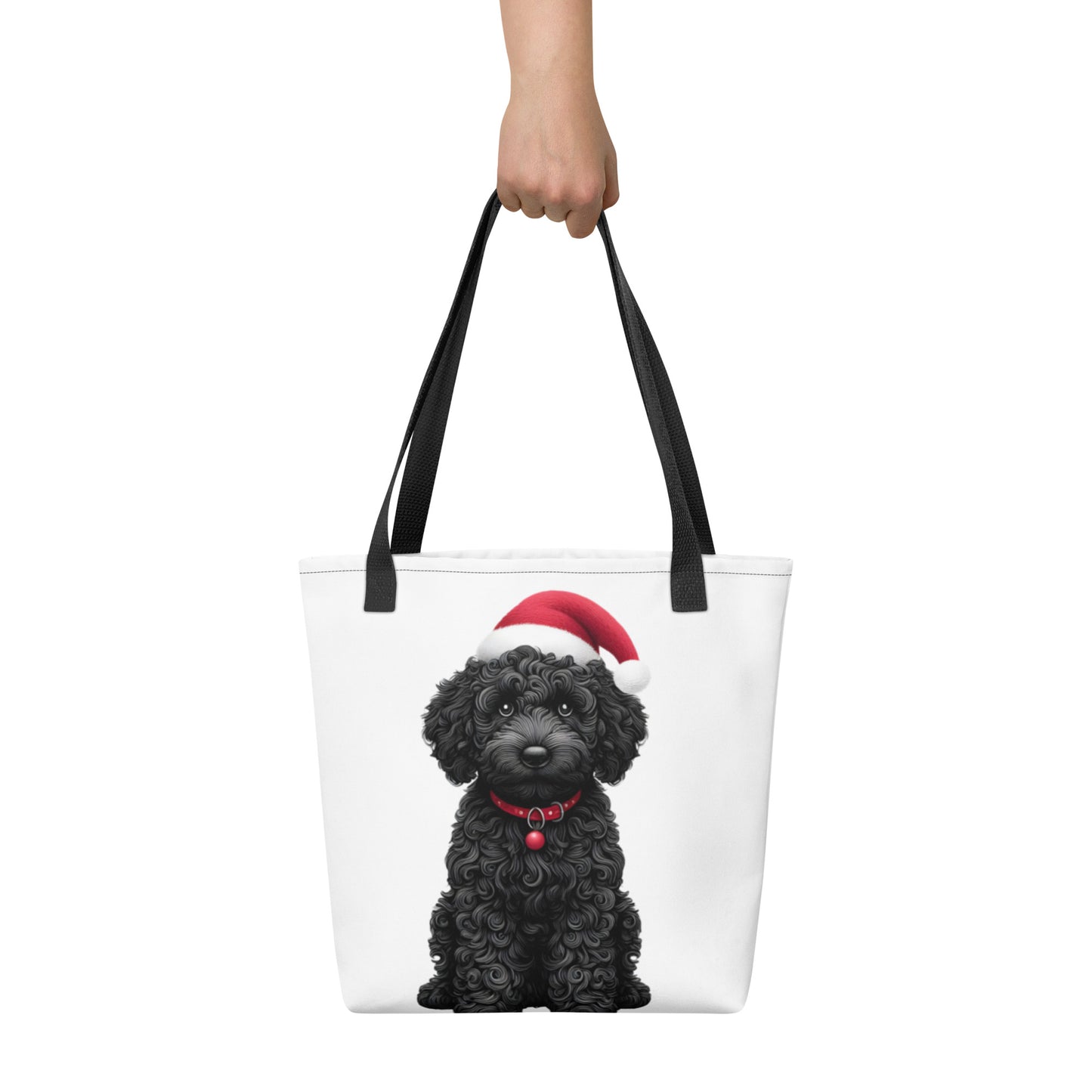 Black Doodle Christmas Hat - Printed on both sides - Tote Bag