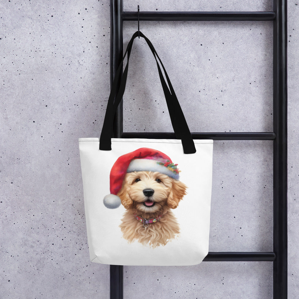 Christmas Doodle Puppy Tote Bag