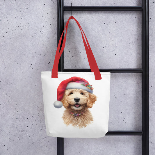 Christmas Doodle Puppy Tote Bag