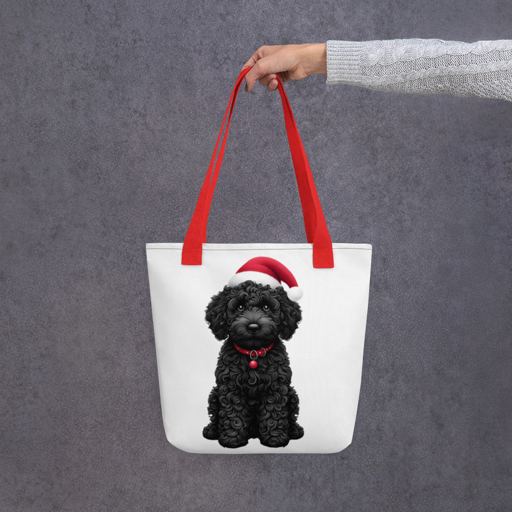 Black Doodle Christmas Hat - Printed on both sides - Tote Bag