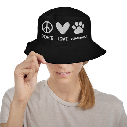 Peace Love Goldendoodle Embroidered Bucket Hat