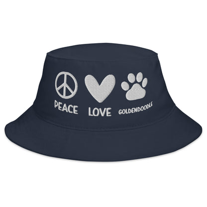 Peace Love Goldendoodle Embroidered Bucket Hat