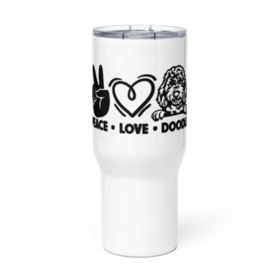 Peace Love Doodle Travel mug with a handle