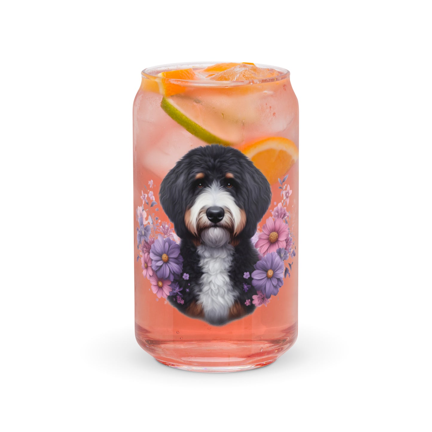 Bernedoodle Can Shaped Glass