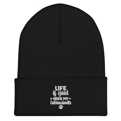 Life is Good Goldendoodle Embroidered Cuffed Beanie