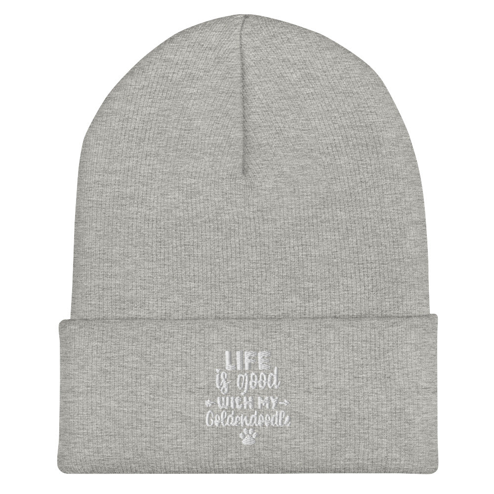 Life is Good Goldendoodle Embroidered Cuffed Beanie