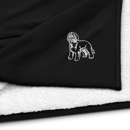 Doodle Embroidered Premium Sherpa Blanket