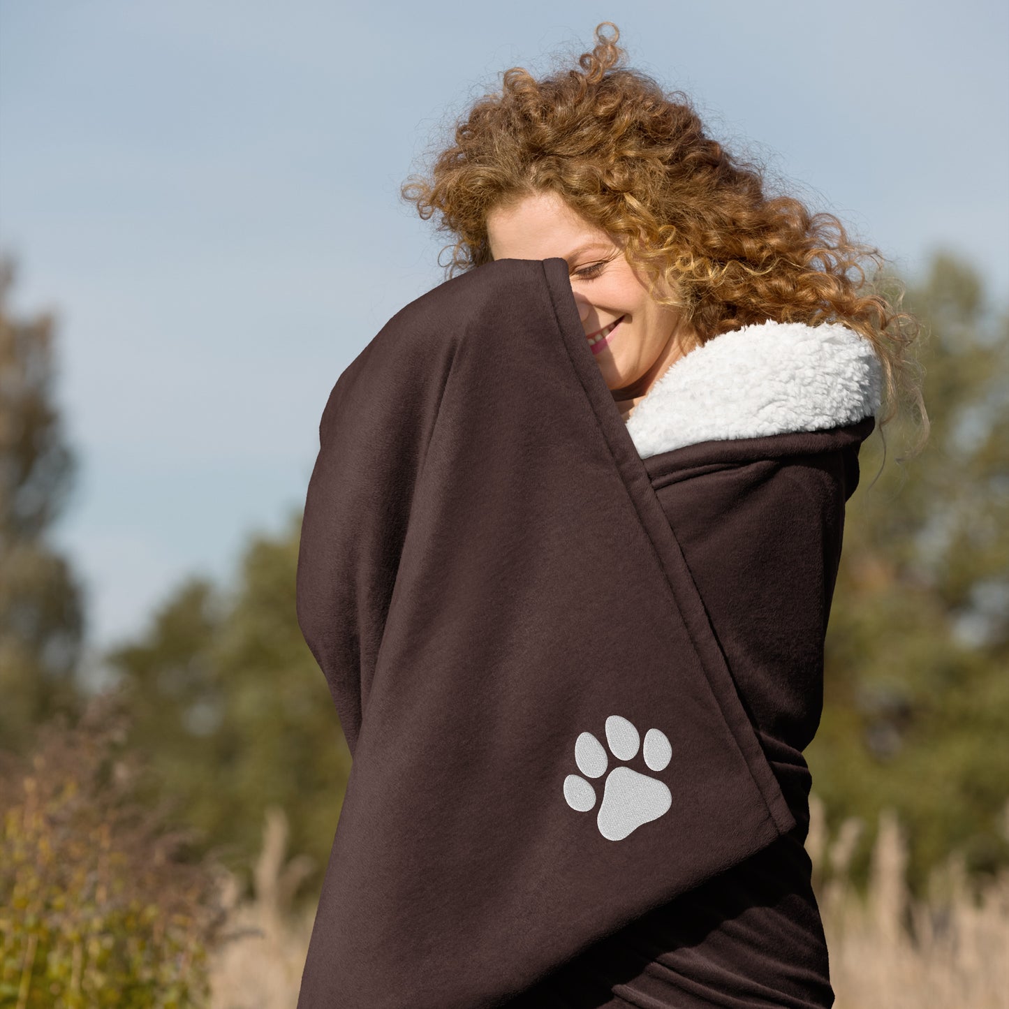 Dog Paw Embroidered Premium Sherpa Blanket