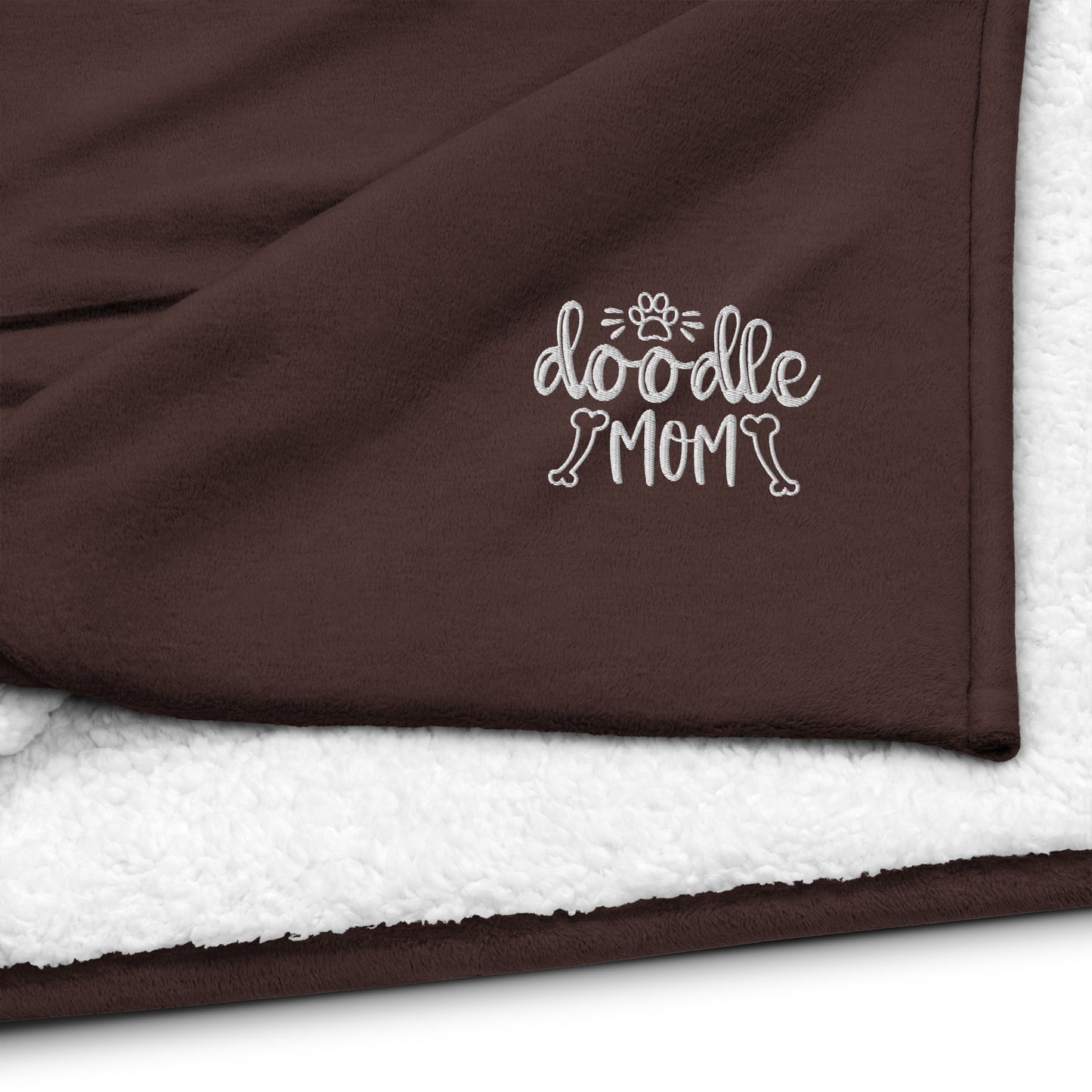 Doodle Mom Embroidered Premium Sherpa Blanket