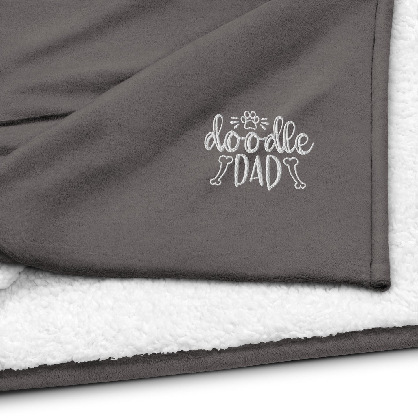 Doodle Dad Embroidered Premium Sherpa Blanket