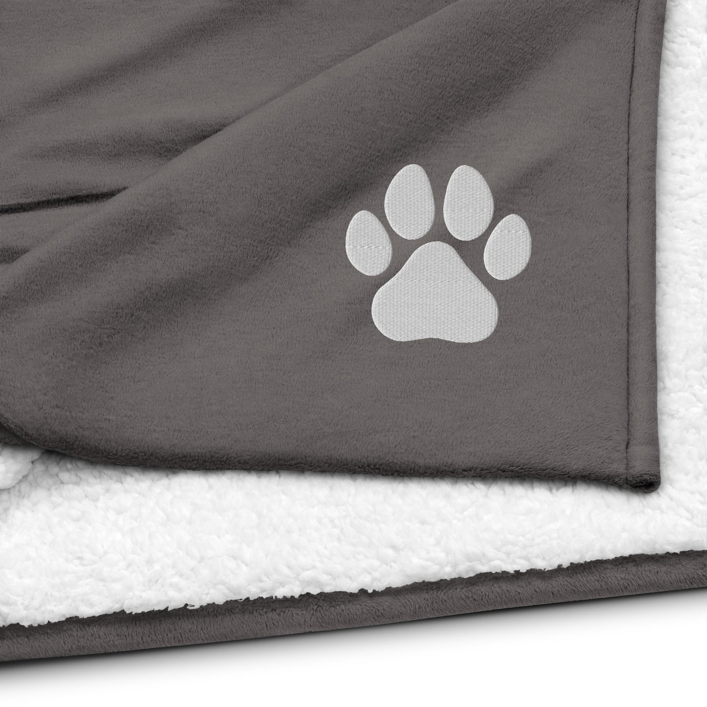 Dog Paw Embroidered Premium Sherpa Blanket