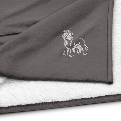 Doodle Embroidered Premium Sherpa Blanket