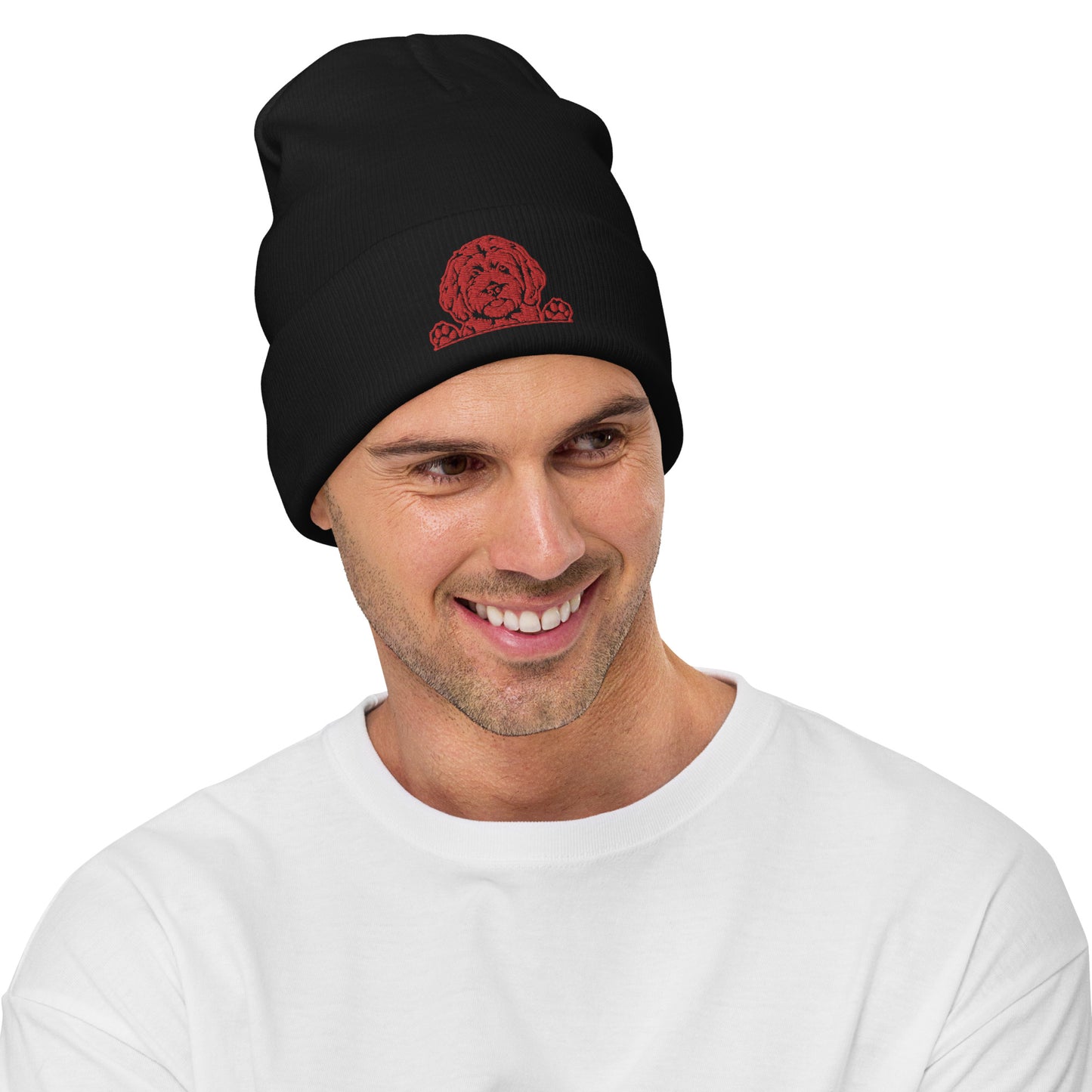 Doodle Red Embroidered Beanie