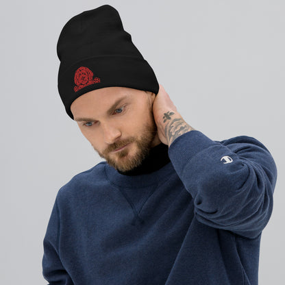 Doodle Red Embroidered Beanie