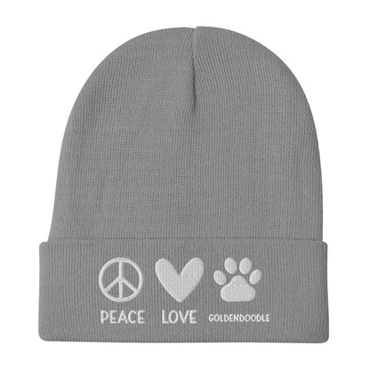 Peace Love Goldendoodle Embroidered Beanie