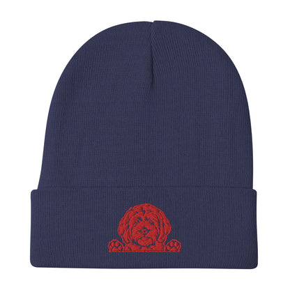 Doodle Red Embroidered Beanie