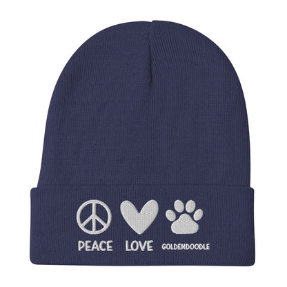 Peace Love Goldendoodle Embroidered Beanie