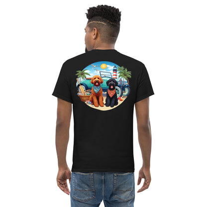 Doodles Antique Car on Beach -  Men's Classic Gildan T Shirt