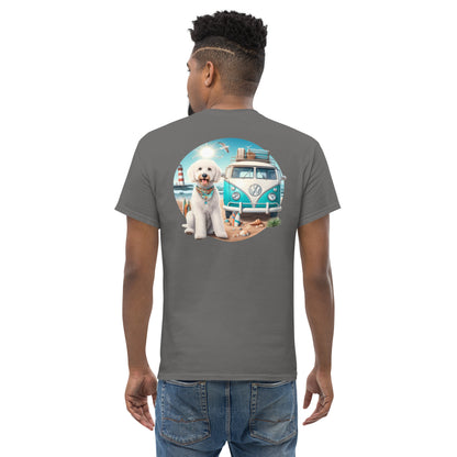 White Doodle VW Bus Men's Classic Gildan T Shirt