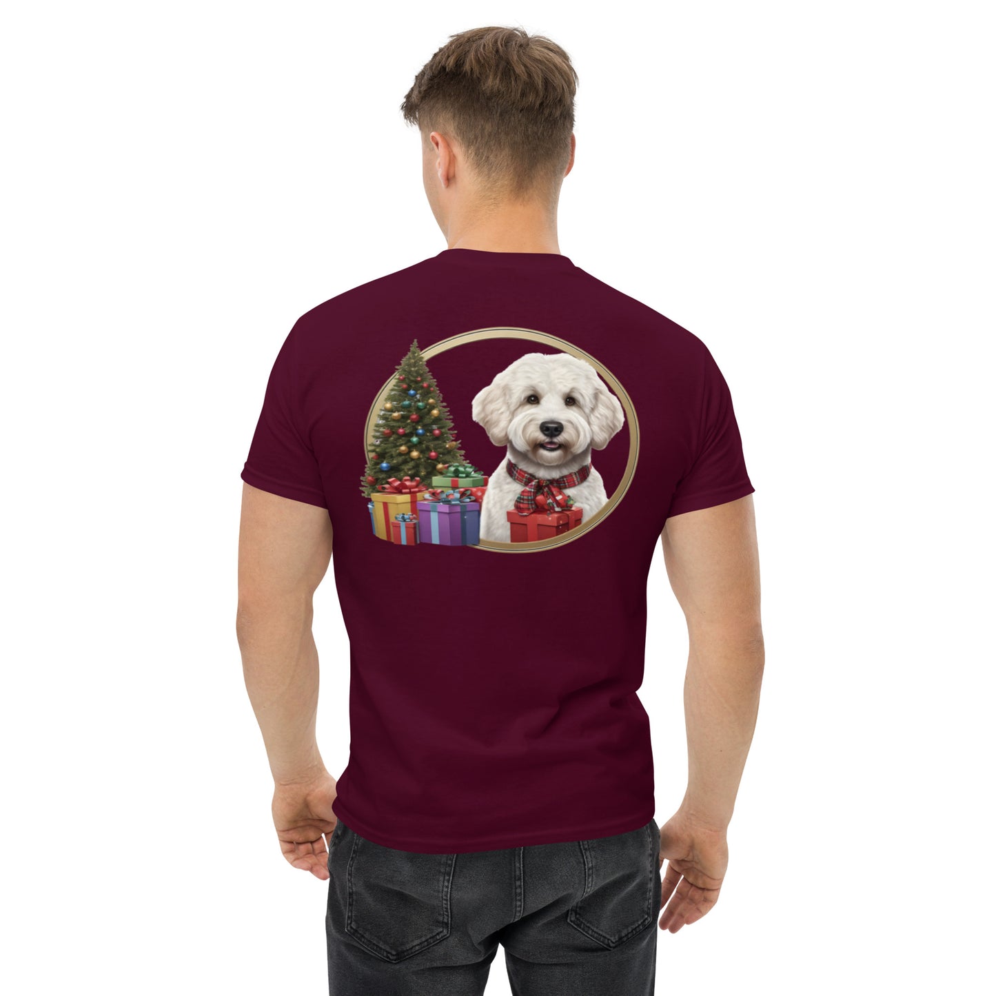 White Doodle Christmas Men's Classic Gildan T Shirt