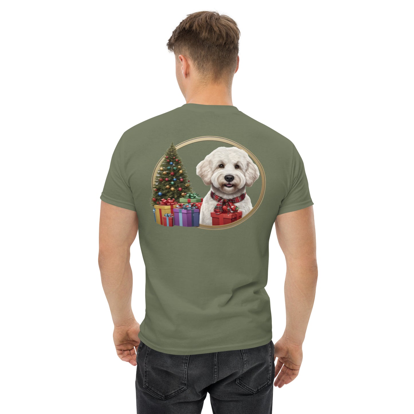 White Doodle Christmas Men's Classic Gildan T Shirt