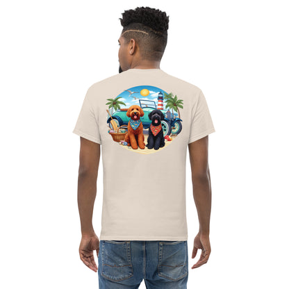 Doodles Antique Car on Beach -  Men's Classic Gildan T Shirt