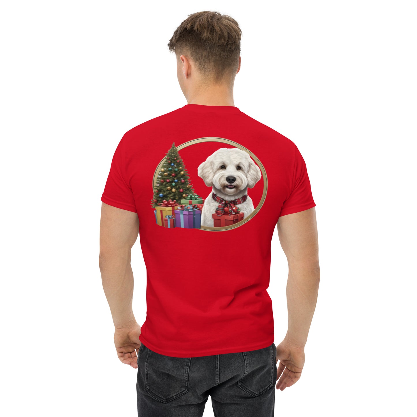 White Doodle Christmas Men's Classic Gildan T Shirt