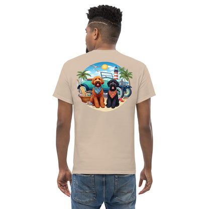 Doodles Antique Car on Beach -  Men's Classic Gildan T Shirt