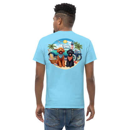 Doodles Antique Car on Beach -  Men's Classic Gildan T Shirt