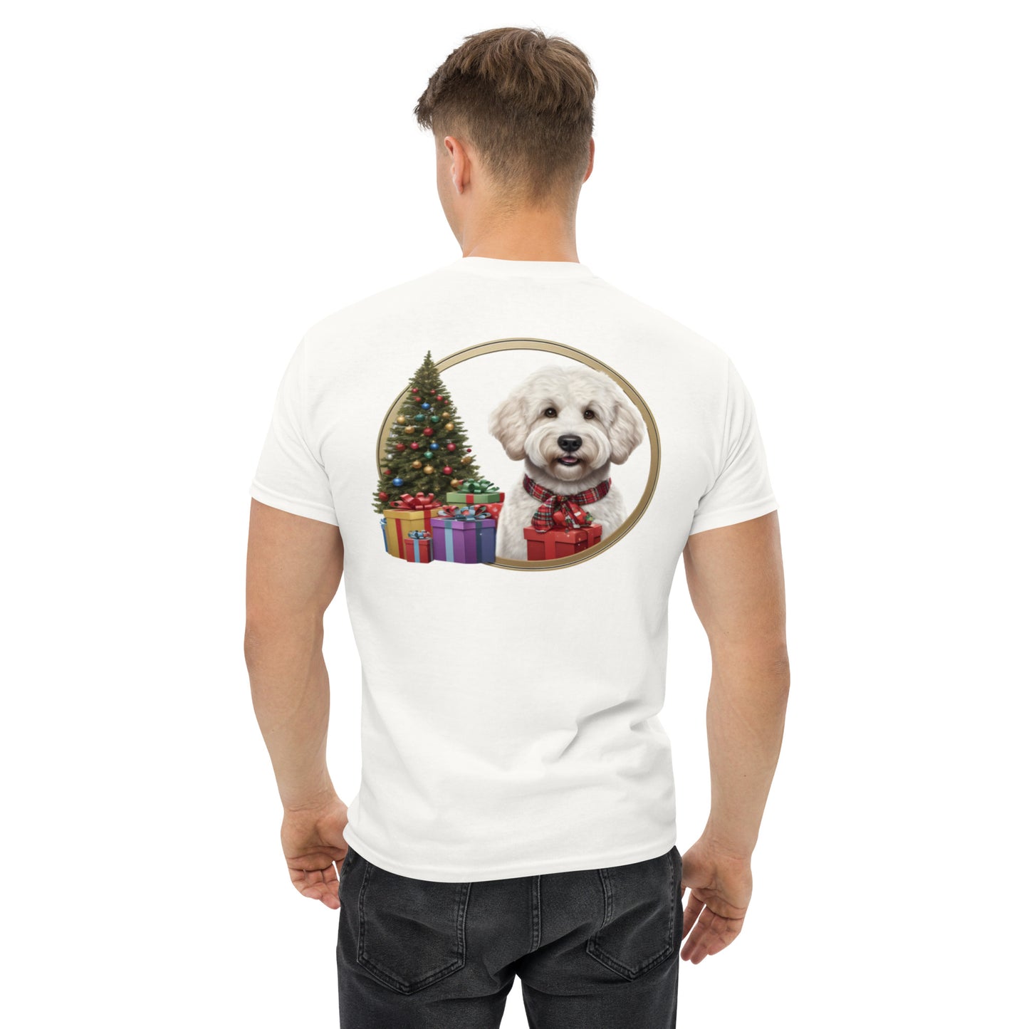 White Doodle Christmas Men's Classic Gildan T Shirt