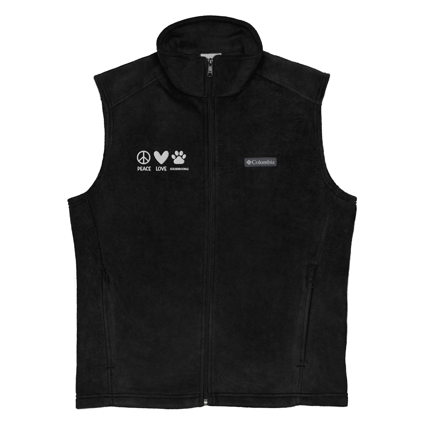 Peace Love Goldendoodle Embroidered Men’s Columbia Fleece Vest