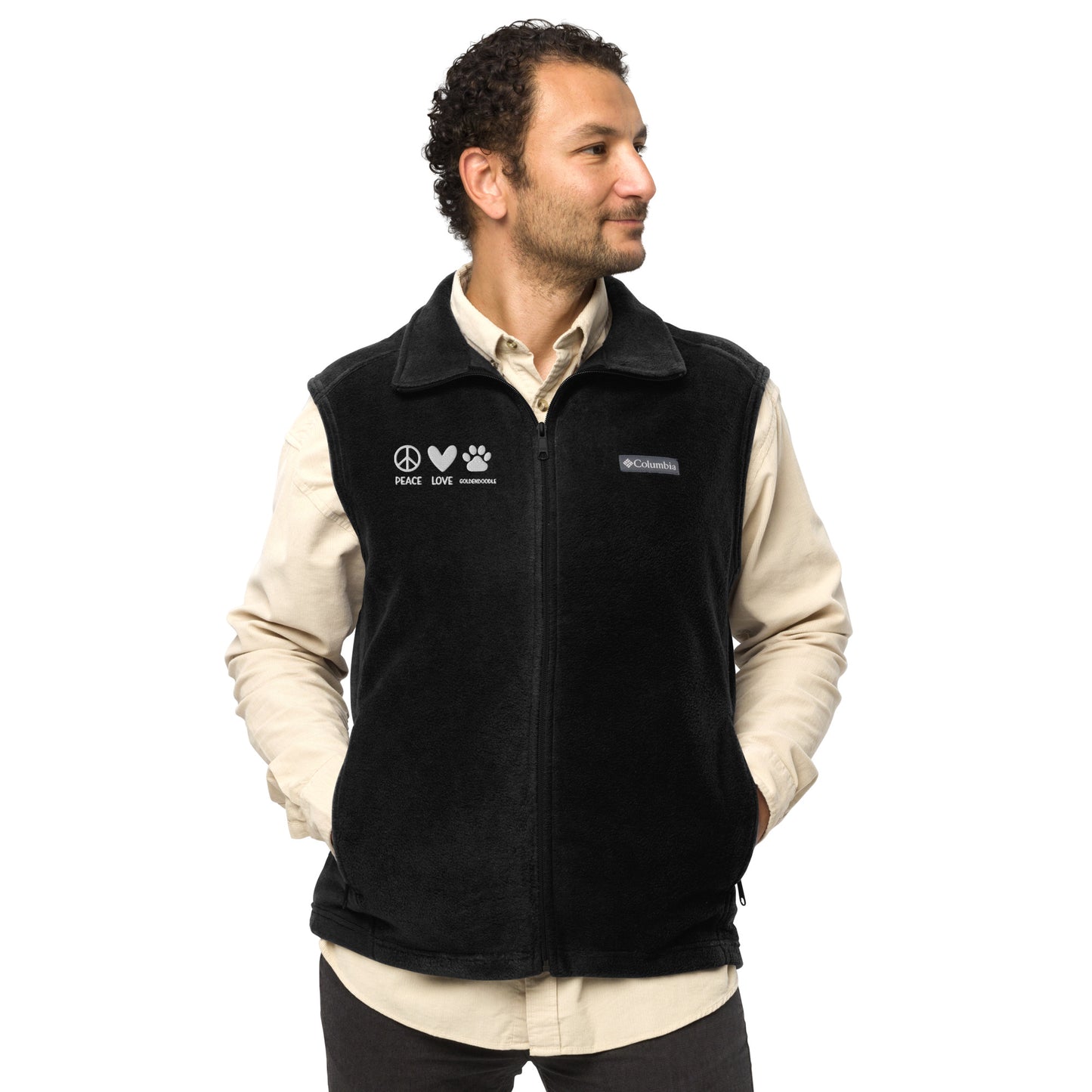 Peace Love Goldendoodle Embroidered Men’s Columbia Fleece Vest