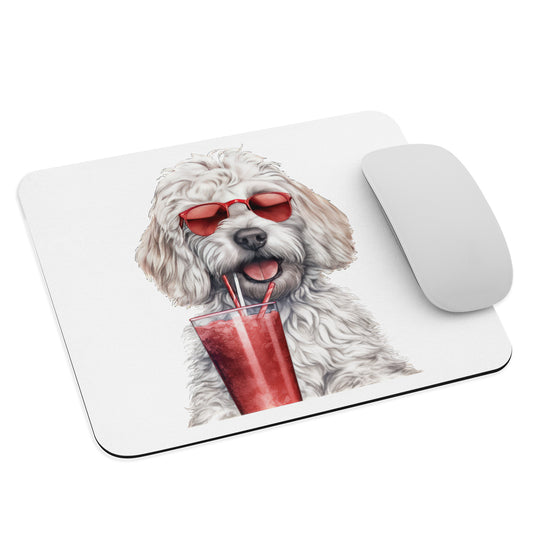 White Doodle Mouse Pad