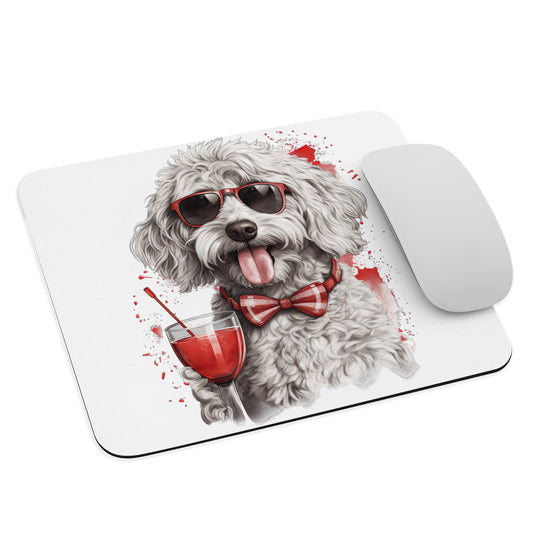 White Doodle Mouse Pad