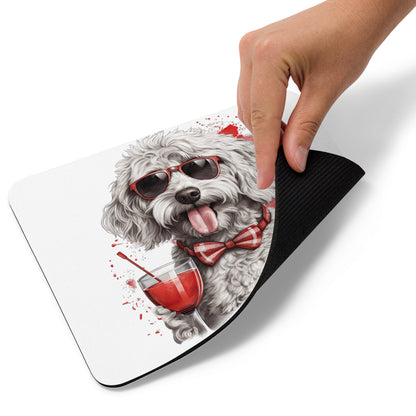 White Doodle Mouse Pad