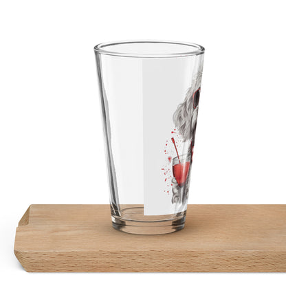 White Doodle Shaker Pint Glass