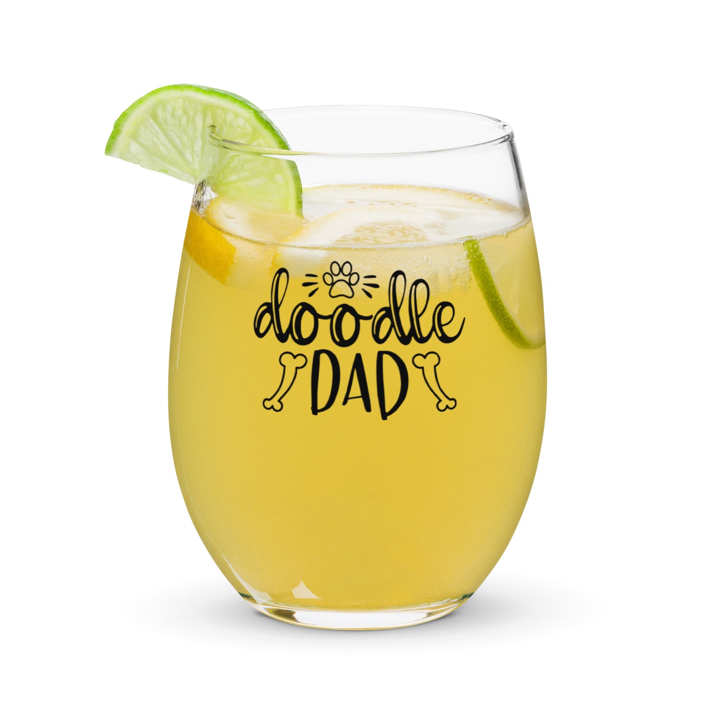 Doodle Dad Stemless Wine Glass