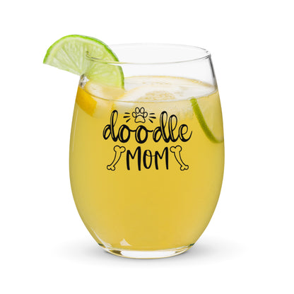 Doodle Mom Stemless Wine Glass