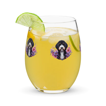 Bernedoodle Stemless Wine Glass